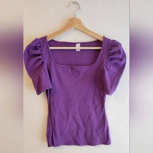 Purple ribbed top | balloon sleeves